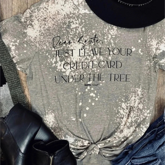 NWT next level boutique "Dear Santa" bleached graphic tee poly cotton blend sz L - Picture 1 of 8
